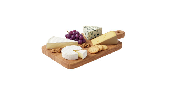 Assortment of Cheeses on a Wooden Board.