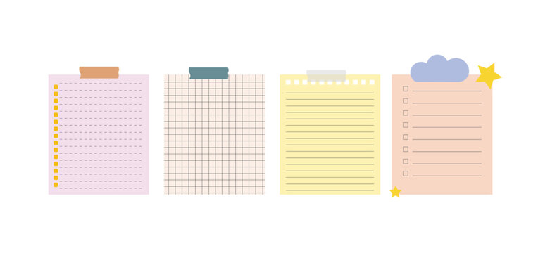 Creative Colorful Notepad Paper Templates Vector Set Isolated on White Background