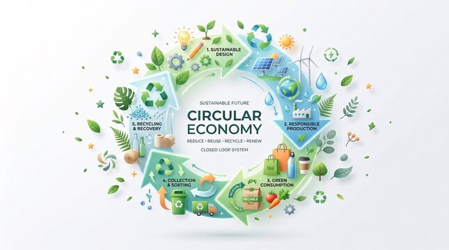Circular economy sustainable green concept.