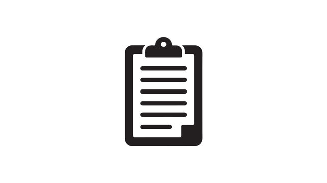 Minimalist clipboard icon vector, black office document symbol, business task list and survey form graphic for web interface and app design