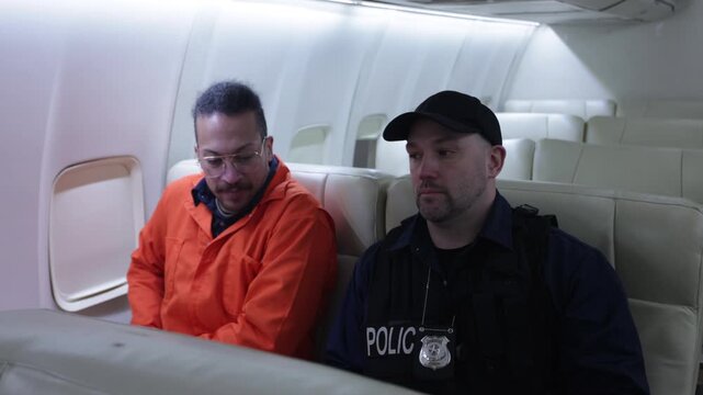 Police transporting an inmate on a private jet