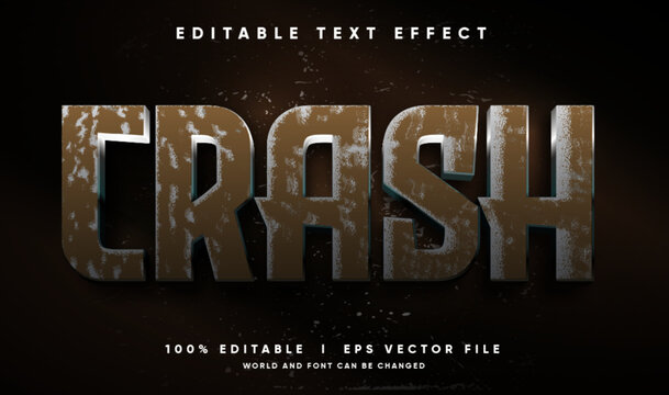 editable crash rusty metal color damaged vector text effect with modern style