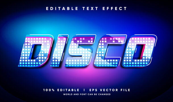 editable disco 3d vector text effect with modern style