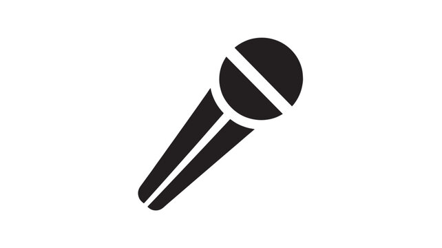 Minimalist microphone icon vector, black vocal mic silhouette for podcast and music, professional audio equipment symbol for recording studio