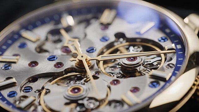 Closeup Macro Shot of a Luxury Mechanical Watch Movement 1.