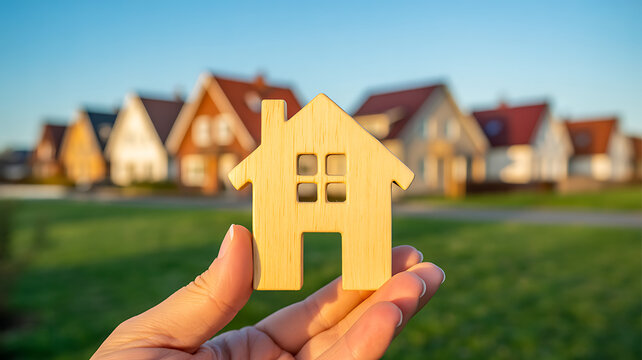 Hand holding model house representing real estate investment opportunity