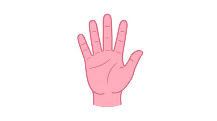 Obraz premium Flat, stylized hand outline with soft pink gradient and subtle textured background