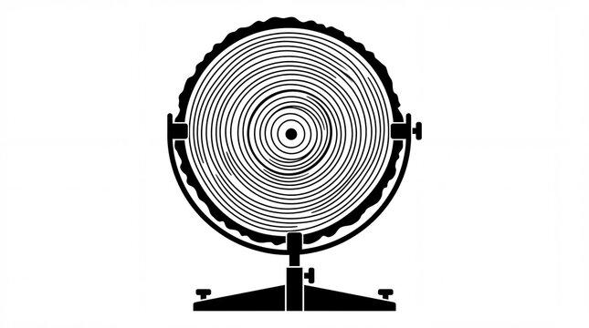Circular growth rings on a wooden disc displayed on a stand, representing tree age and natural patterns