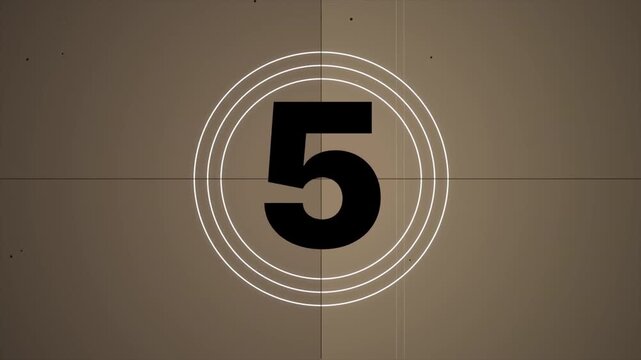 Old Film 10 Seconds Countdown with Vintage Cinema Leader Effect, Retro Movie Start Timer, Black and White Film Reel, Nostalgic Analog Grain, Gritty Texture Animation 4k video