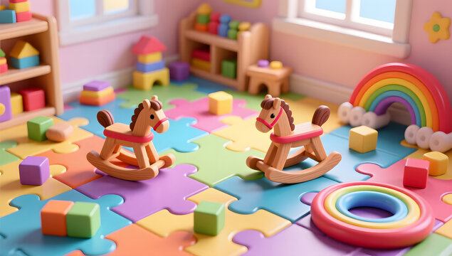 Colorful toy room for Children's Day celebration