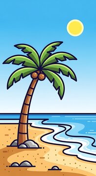Palm tree on tropical beach.