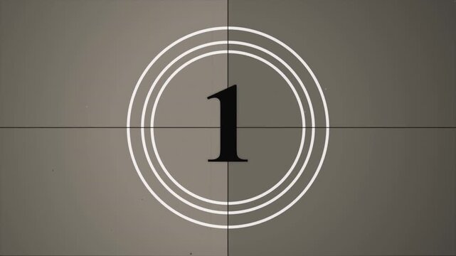 Old Film Countdown with Vintage Defocused Look, Retro Movie Leader, Cinematic Grain and Scratches, Nostalgic Opening Sequence, Antique Motion Graphic 4k video