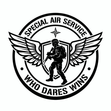 Special air service who dares wins retro circle vector stamp