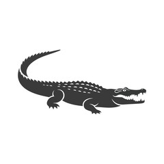 Fototapeta premium Minimalist and powerful graphic silhouette of a wild crocodile, an iconic reptile symbolizing strength, predator instinct, and the untamed wilderness, ideal for a variety of bold design projects