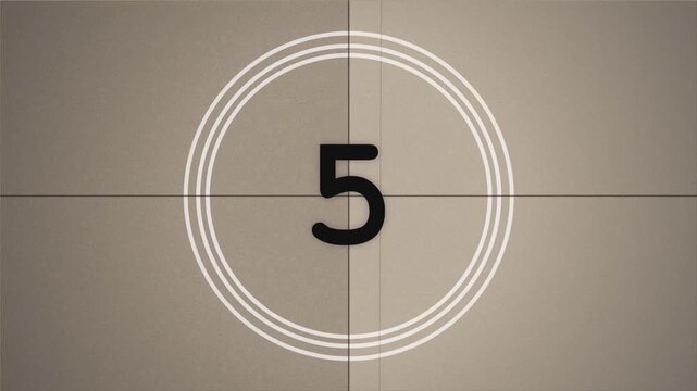 Retro Film Countdown from 10 to 0 with Vintage Cinema Leader Effect, Movie Start Intro, Grainy Analog Texture, Distressed Cinematic Look, Sepia Tone, Nostalgic Motion Graphic 4k video