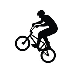 Naklejka premium BMX rider extreme cycling sports silhouette icon