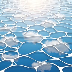 Obraz premium Reflective blue ice floes melting sunlight.