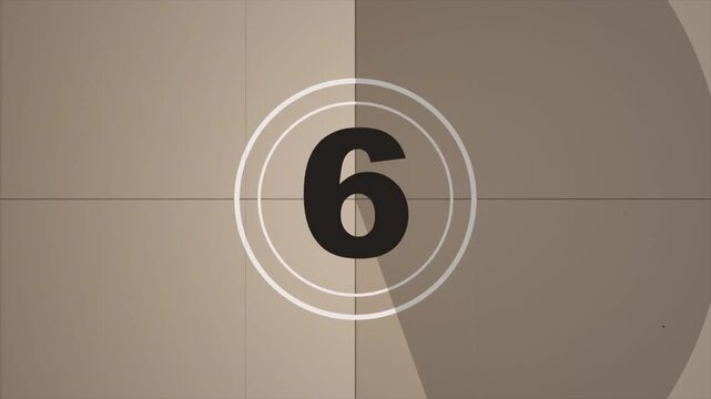 Old Film 10 Seconds Countdown Animation, Vintage Cinema Leader, Retro Movie Intro, Grainy Film Flicker, Analog Projector Aesthetic, Monochromatic Cinematic Clock 4k video
