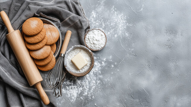 Celebrating National Biscuit Day with freshly baked treats and baking essentials on a rustic kitchen surface 2678709444 (20).png