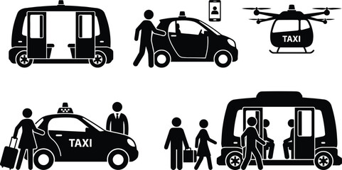Modern transportation vehicles and taxis illustration © MD. SOHAN MIA