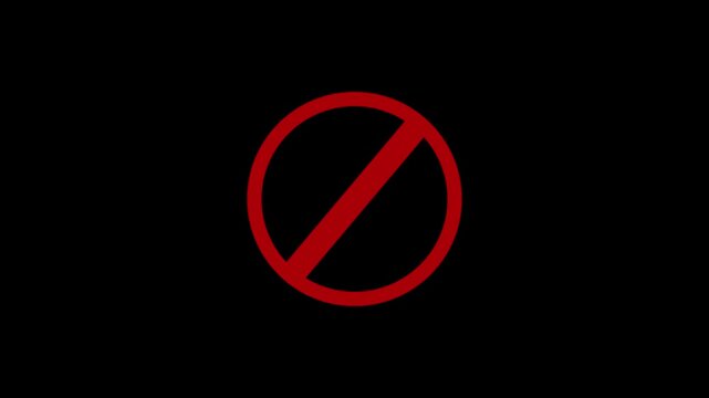 Abstract a beautiful recent new red sign stop, error, wrong, fail, cross, warning icon animation on Black background.