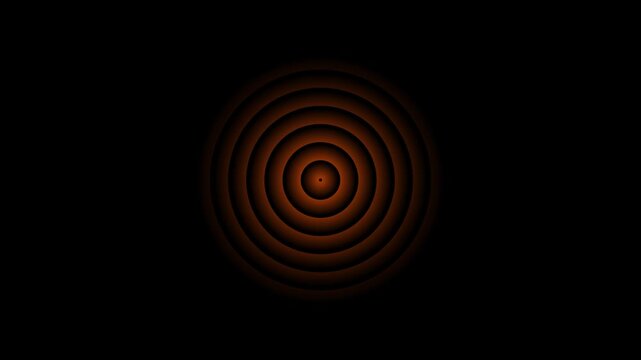 A beautiful new orange converging circles on a black background.Abstract radio wave animation is isolated alpha channel.