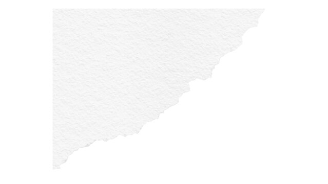 Isolated torn white paper corner piece with transparent background