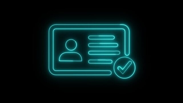 A beautiful glowing neon Identity card.Abstract id card,card,Identification animation.