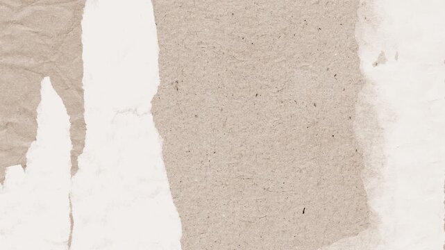 Torn beige paper texture revealing layers of rough cardboard in this abstract digital motion animation footage background for artistic projects