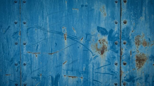 A weathered blue painted wood texture features a rough wooden background pattern with aged plank timber boards