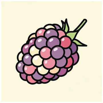 Colorful illustration of a blackberry fruit.