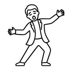 Fototapeta premium Opera Singer Singing with Open Arms in a Suit Line Art