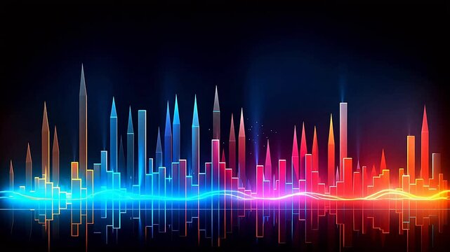 Digital color music equalize glowing light abstract background