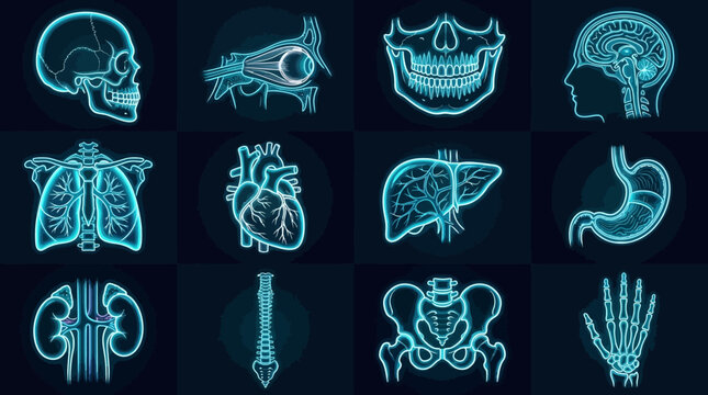 illustration x-ray human organ illustration set
