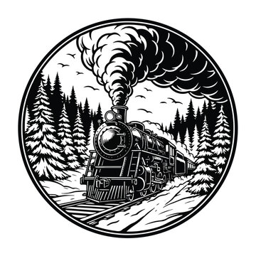 Vintage steam locomotive engine train.