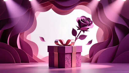 520 Valentines Day Gift Box Paper Art Illustration