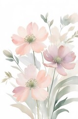 Fototapeta premium Pastel Watercolor Floral Illustration With Soft Petals