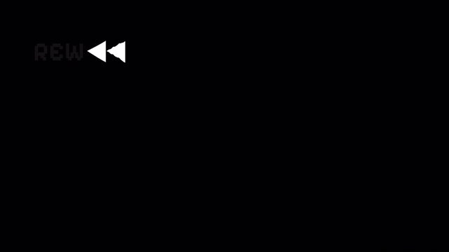 animation VHS video tape rewind button, Vintage VHS rewind screen. 4k video animation 