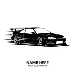 Naklejka premium Black Sports Car Silhouette with Placeholder Text