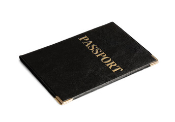 Obraz premium Black passport isolated on white background