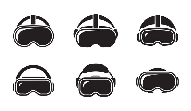 Collection of modern vr headset silhouettes representing augmented and virtual reality tech.