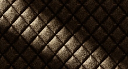 Naklejka premium Dark Quilted Leather Texture with Diagonal Light Across Padded Surface