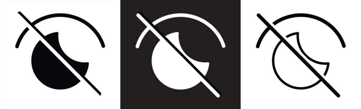 Sensitive content icon, crossed-eye icon. Symbols of violence, sexuality, disability, and vulgarity. Vector illustration.