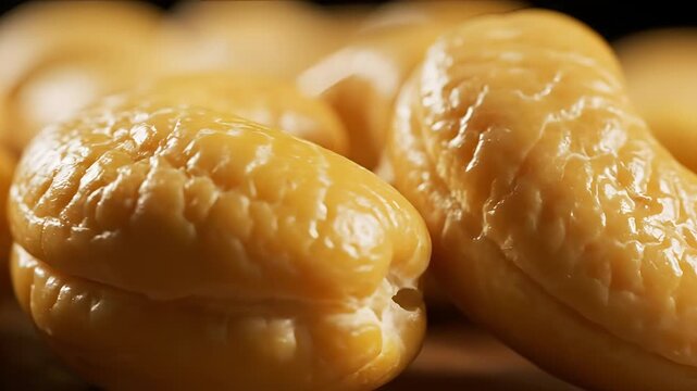 Closeup Macro Shot of Golden Candied Fruits with Detailed Texture.
