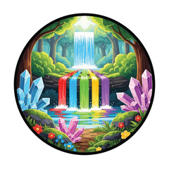 Fototapeta premium Colorful Crystals in Forest Setting.