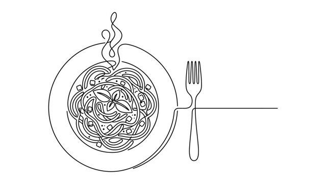 A plate of spaghetti with fork.