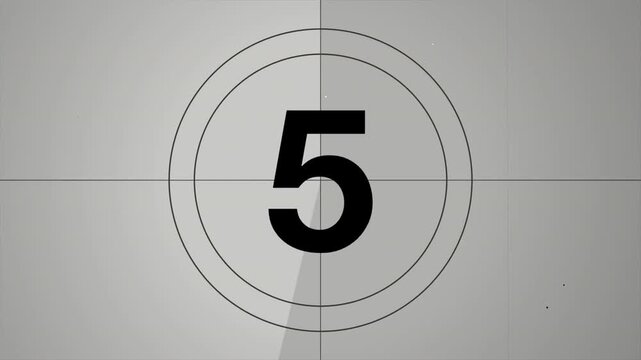 Old movie film countdown from 10 to 0, vintage cinema leader, retro film grain and scratch effect, monochrome movie intro animation, nostalgic cinema background 4k video