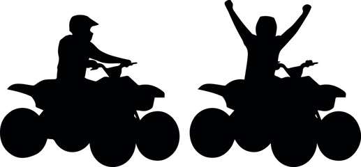 Two ATV riders in motion silhouette © Icons Queen