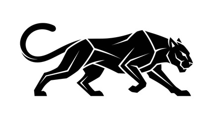 Fototapeta premium Geometric Black Panther – Stylized Predator Silhouette, Modern Line Art Design