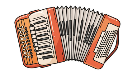 Vintage Orange Accordion Instrument Closeup. © Studio84